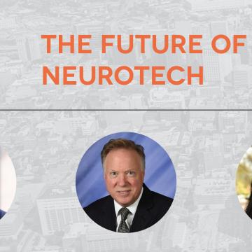Slide title: The Future of Neurotech and headshots of speakers