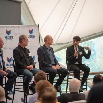 Panelist Sammy Hoi, MICA president, talked about fostering enterpreneurship in students working with smart textiles.